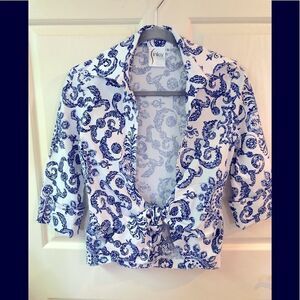 Finley “Lacey” 3/4 sleeve wrap top, made in the USA